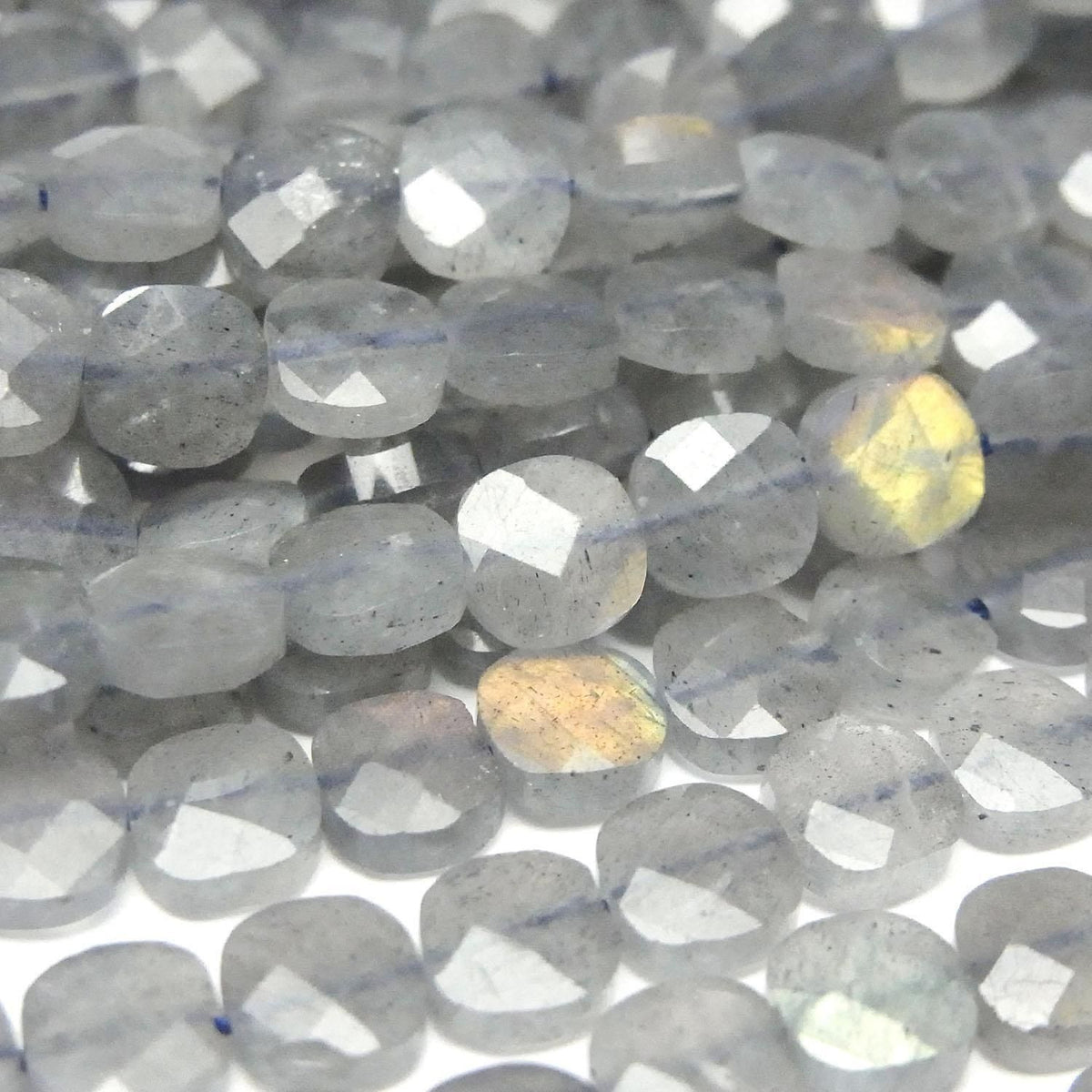 Labradorite AA++ Faceted Square 6x6mm half or 1strand beads (aprx.14inch/35cm)High Quality!