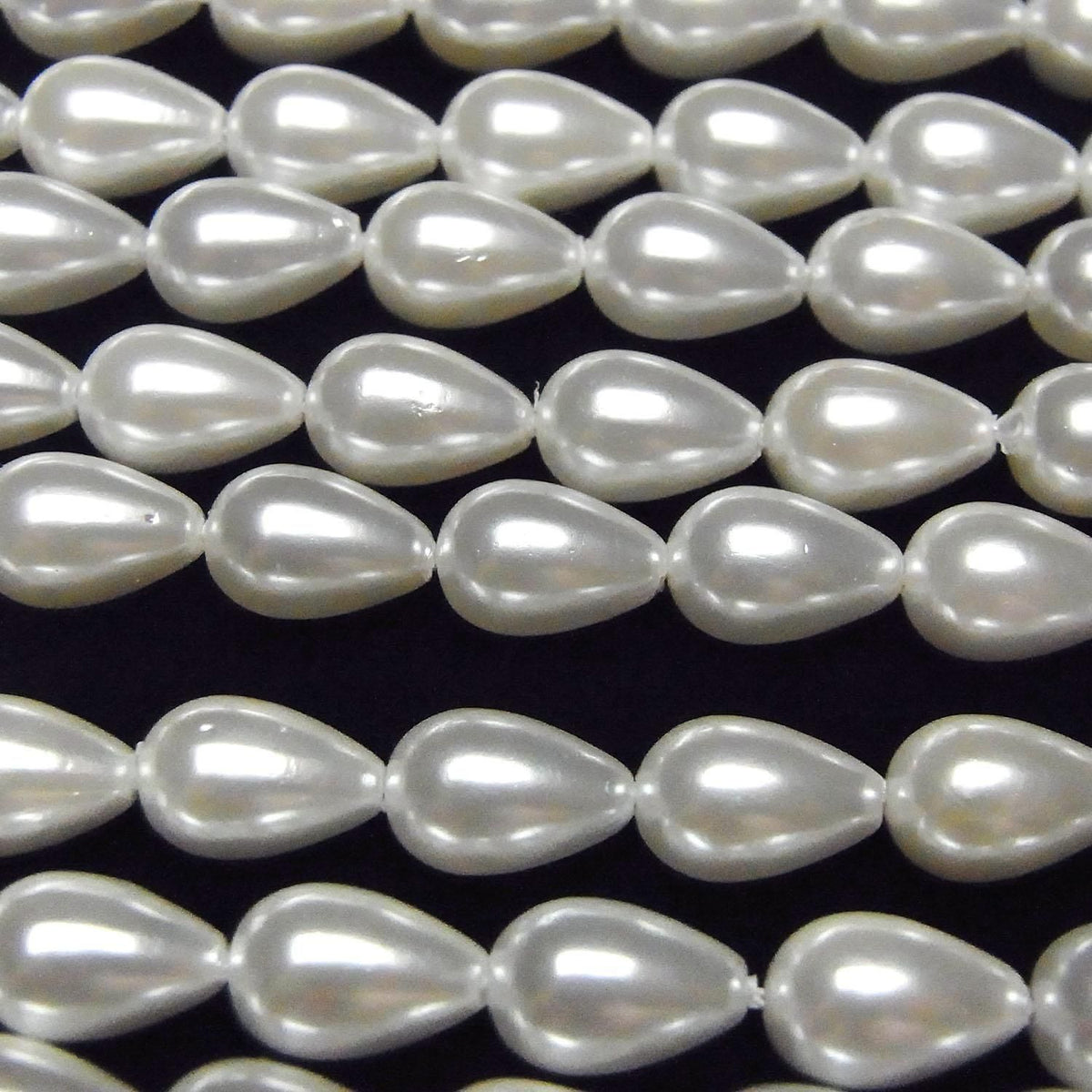 Shell Pearl White Drop 9x6x6mm 1strand beads (approx. 15inch/38cm)