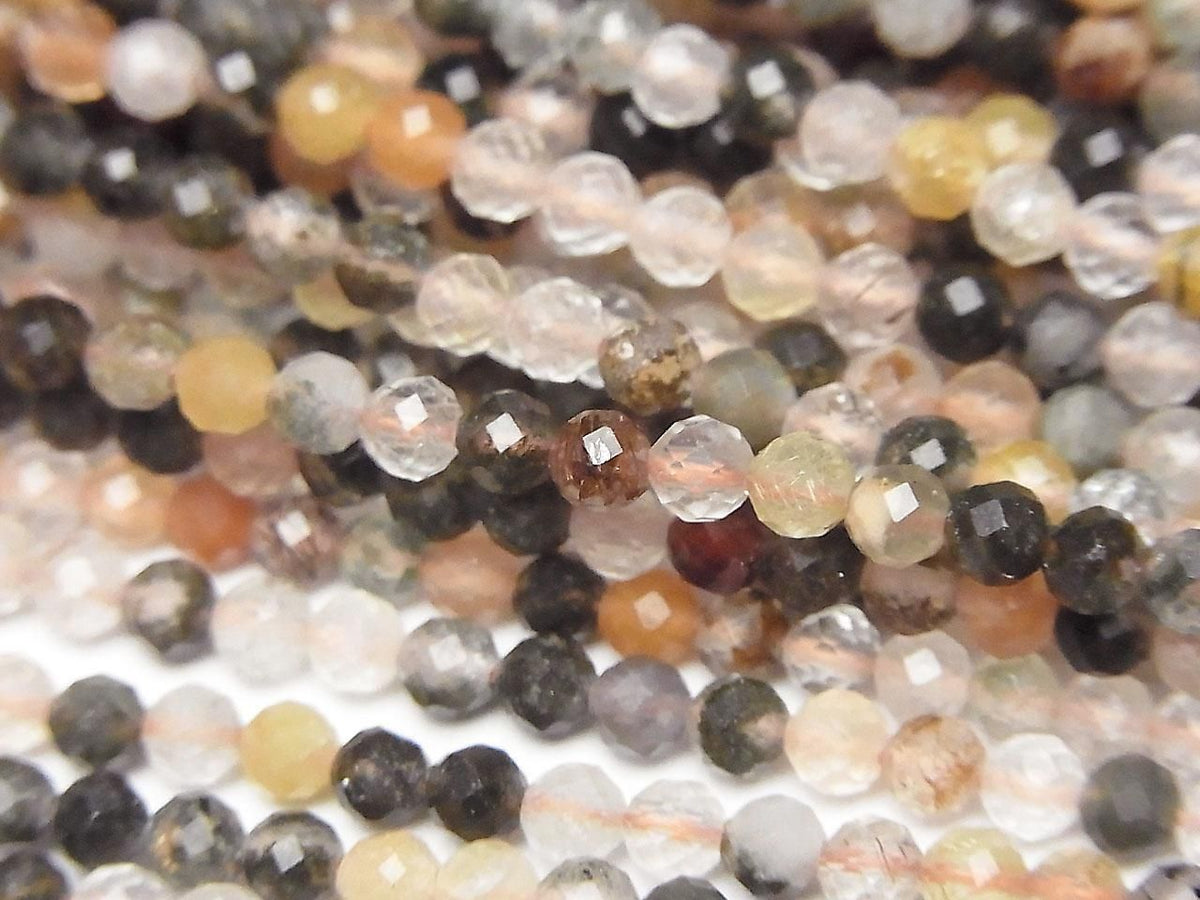 Multicolor Rutilated Quartz AA+ Faceted Round 3mm 1strand beads (aprx.15inch/37cm)High Quality!