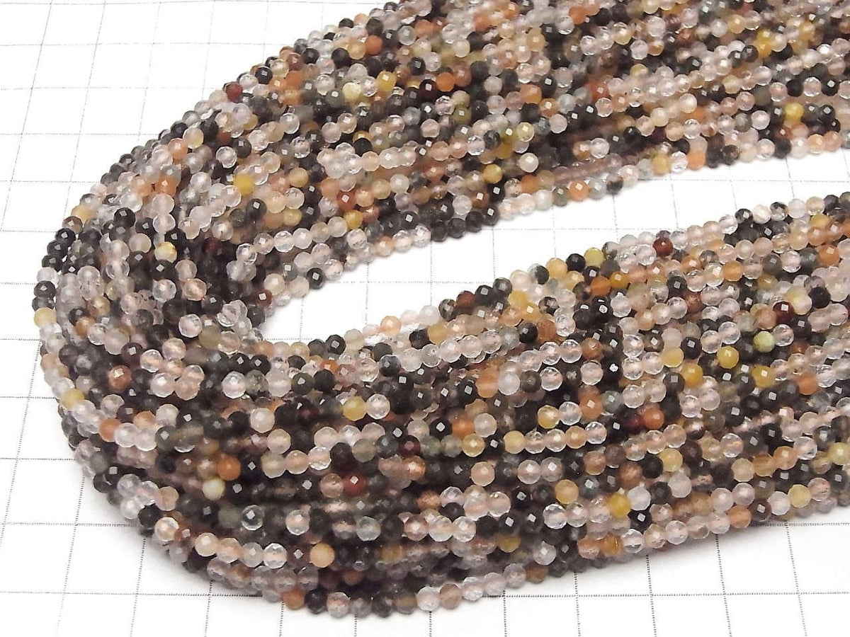 Multicolor Rutilated Quartz AA+ Faceted Round 3mm 1strand beads (aprx.15inch/37cm)High Quality!