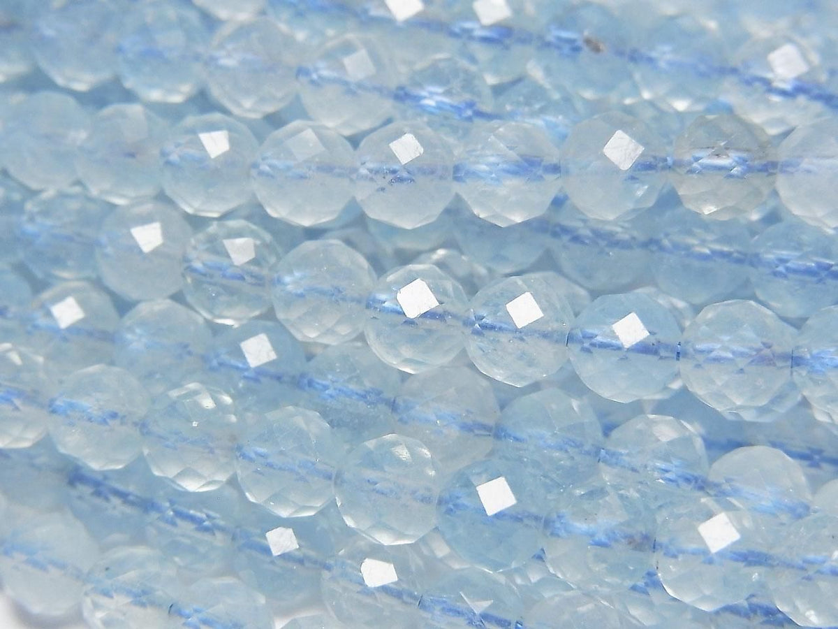 Aquamarine AAA- Faceted Round 5mm half or 1strand beads (aprx.15inch/38cm)High Quality!