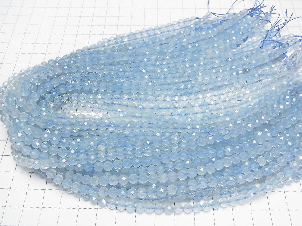 Aquamarine AAA- Faceted Round 5mm half or 1strand beads (aprx.15inch/38cm)High Quality!