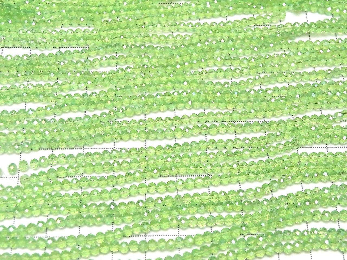 Glass Beads Faceted Button Rondelle 3.5x3.5x3mm Clear Green Silver-AB 1strand beads (approx. 12inch/29cm)