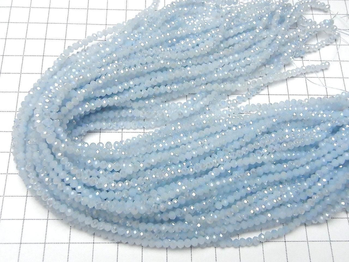Glass Beads Faceted Button Rondelle 3.5x3.5x2.5mm Milky Blue Silver-AB 1strand beads (approx. 12inch/30cm)