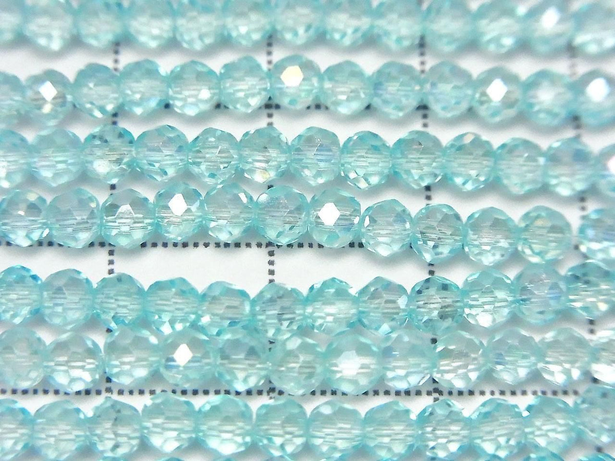 Glass Beads Faceted Button Rondelle 3.5x3.5x3mm Clear Blue Silver-AB 1strand beads (approx. 12inch/29cm)