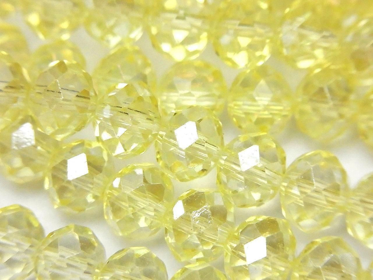 Glass Beads Faceted Button Rondelle 7.5x7.5x6mm Clear Yellow Silver-AB 1strand beads (approx. 14inch/35cm)