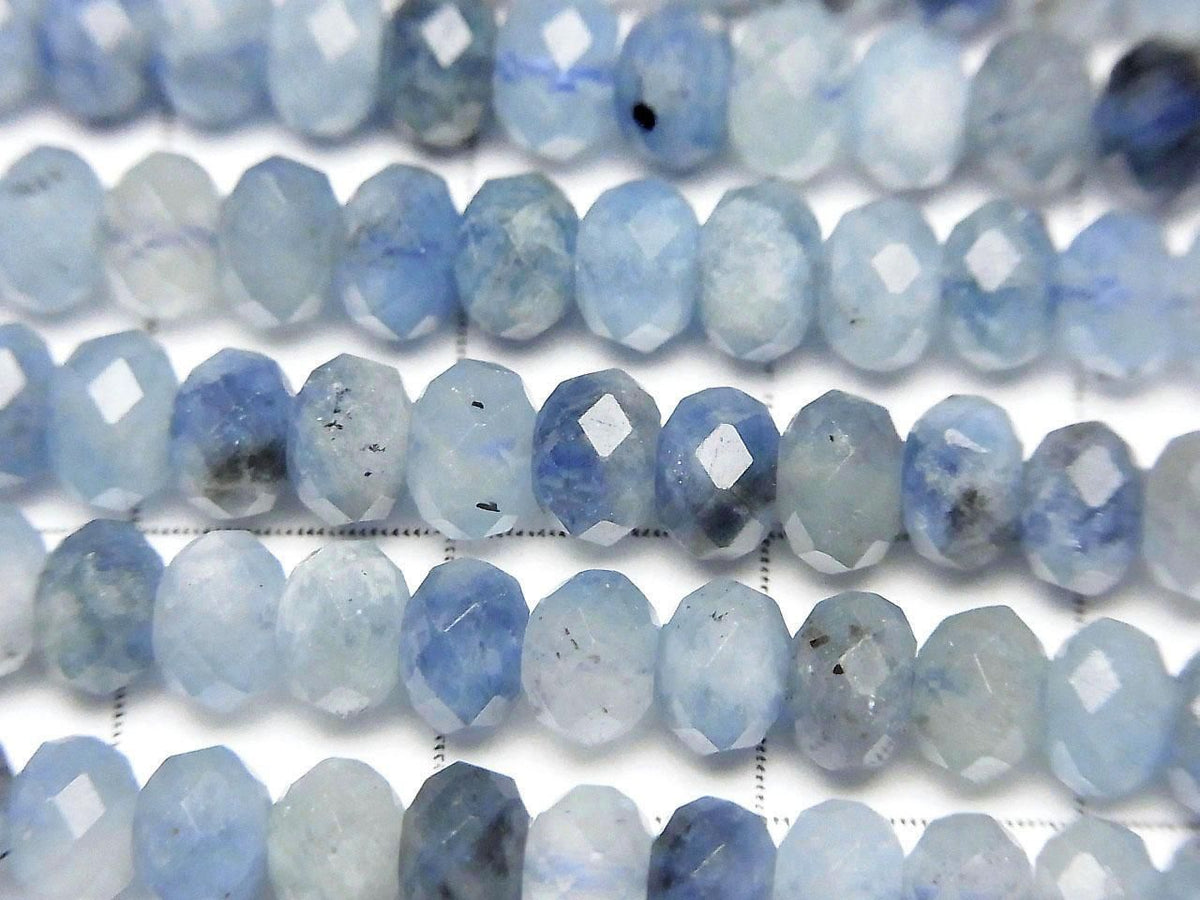 Deep Blue Aquamarine AA Faceted Button Rondelle 6x6x4mm half or 1strand beads (approx. 15inch/36cm) High Quality!