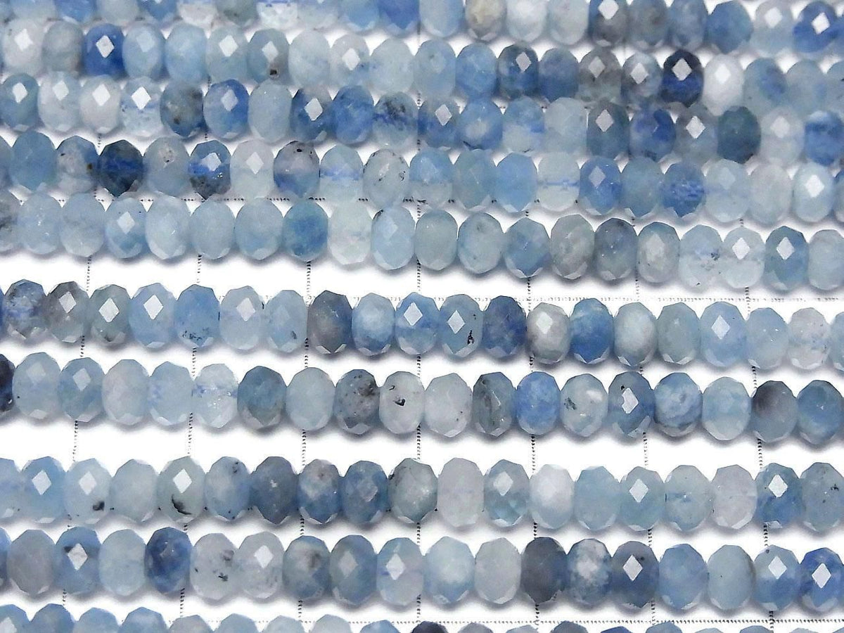 Deep Blue Aquamarine AA Faceted Button Rondelle 6x6x4mm half or 1strand beads (approx. 15inch/36cm) High Quality!