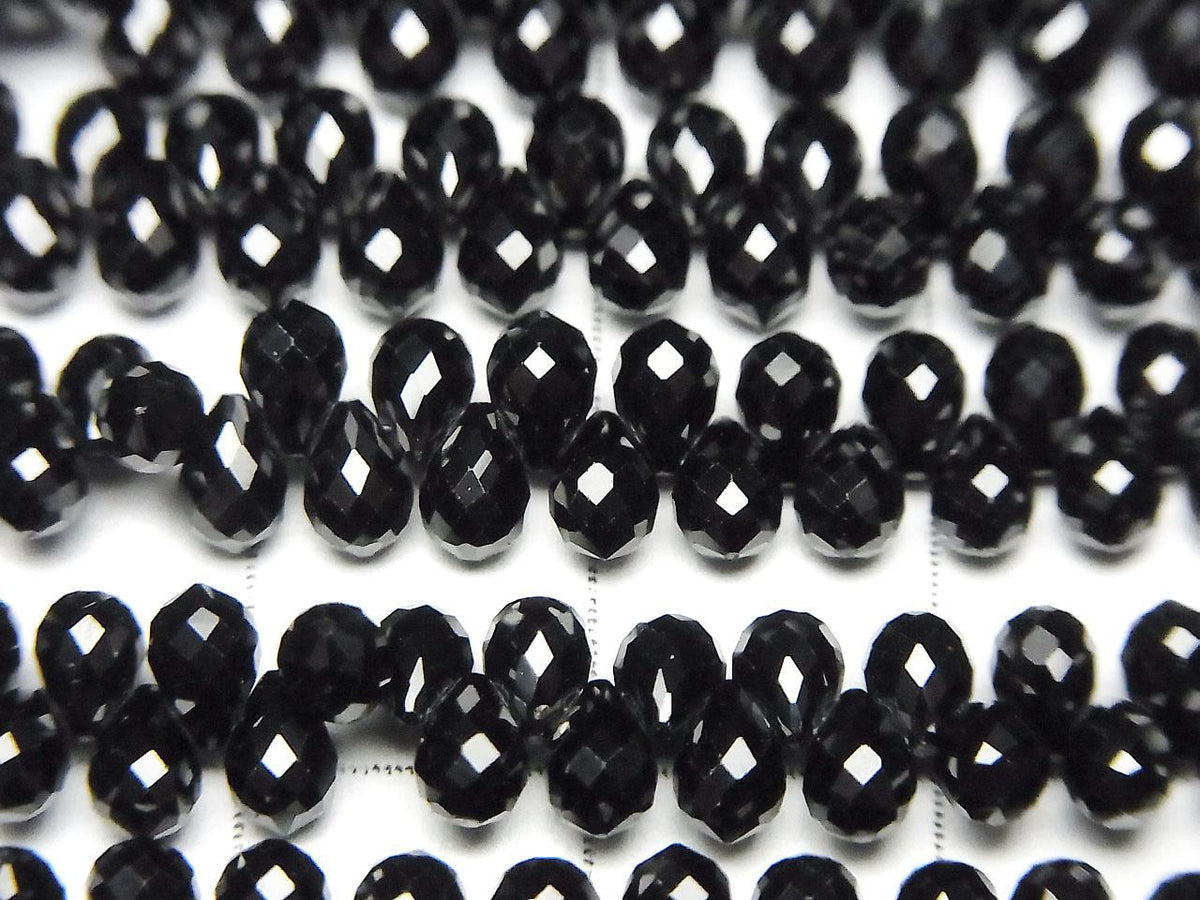 High Quality Black Spinel AAA Drop Faceted Briolette 4x3x3mm half or 1strand beads (aprx.6inch/14cm)High Quality!