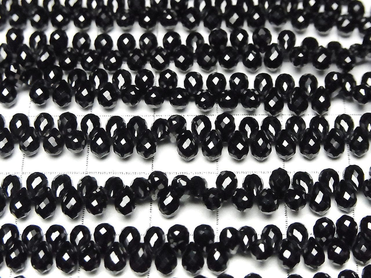 High Quality Black Spinel AAA Drop Faceted Briolette 4x3x3mm half or 1strand beads (aprx.6inch/14cm)High Quality!