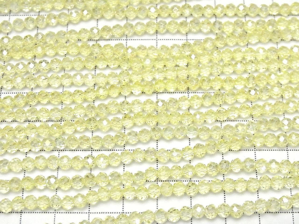 Glass Beads Faceted Button Rondelle 4x4x3.5mm Clear Yellow Silver-AB 1strand beads (approx. 15inch/37cm)