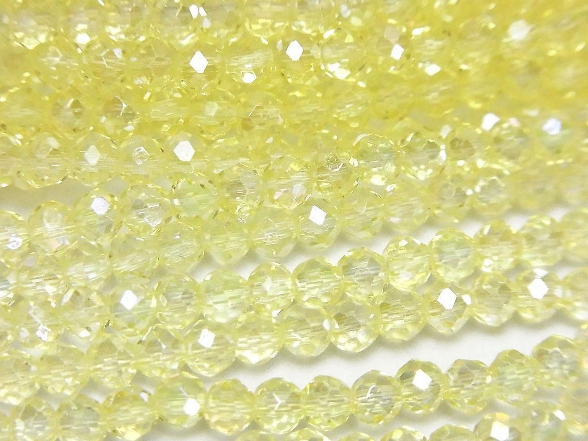 Glass Beads Faceted Button Rondelle 3.5x3.5x3mm Clear Yellow Silver-AB 1strand beads (approx. 13inch/31cm)