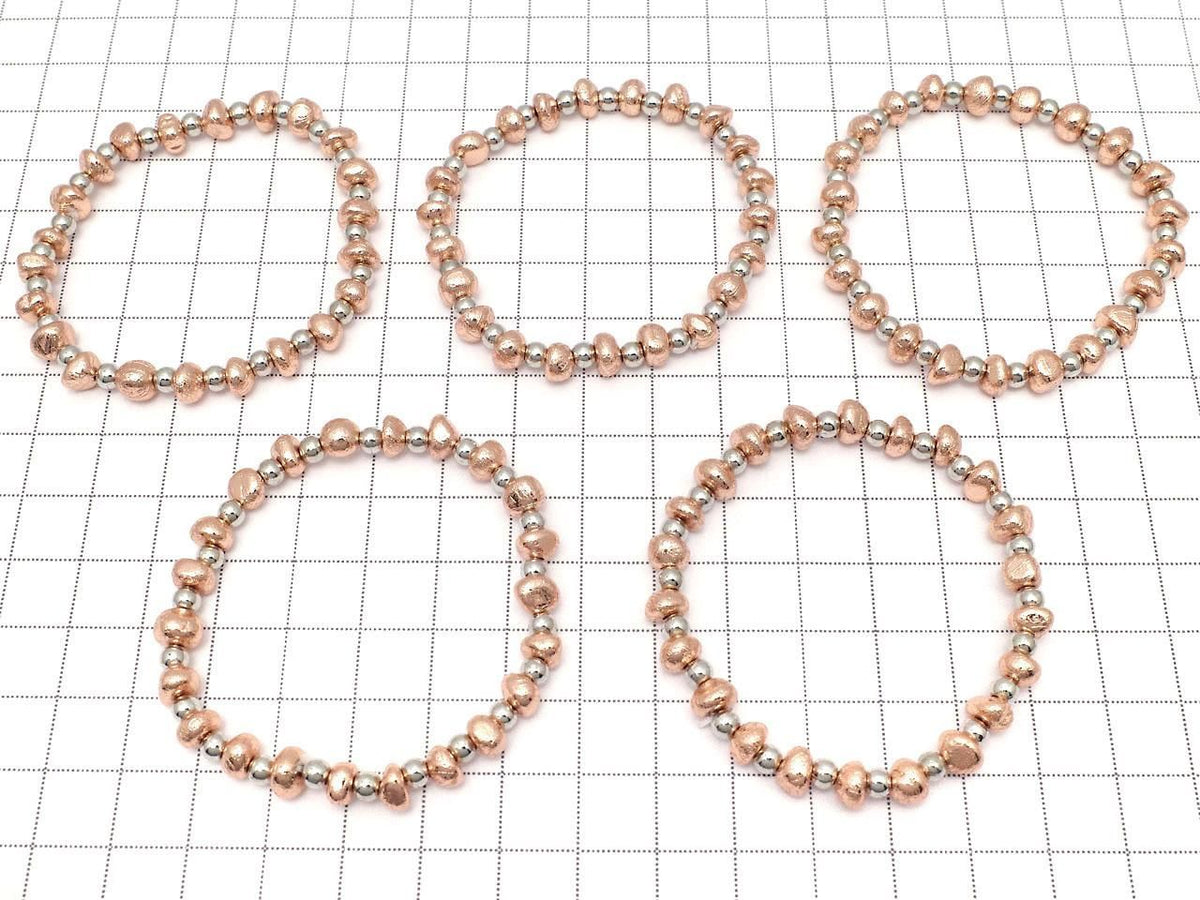 Meteorite (Altai meteorite) Nugget Pink Gold 1strand beads (Bracelet)