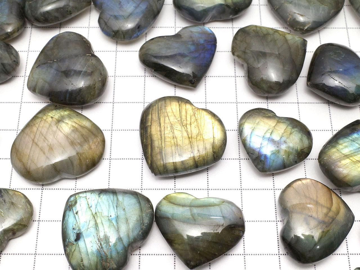 Labradorite AA++ Undrilled Heart 3pcs