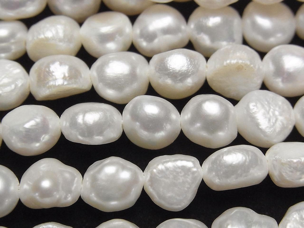 Fresh Water Pearl AA+ Baroque 8-10mm White [1mm hole] 1strand beads (approx. 13 inches/33 cm)
