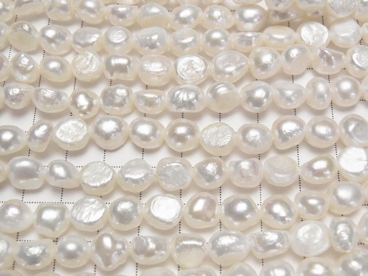 Fresh Water Pearl AA+ Baroque 8-10mm White [1mm hole] 1strand beads (approx. 13 inches/33 cm)