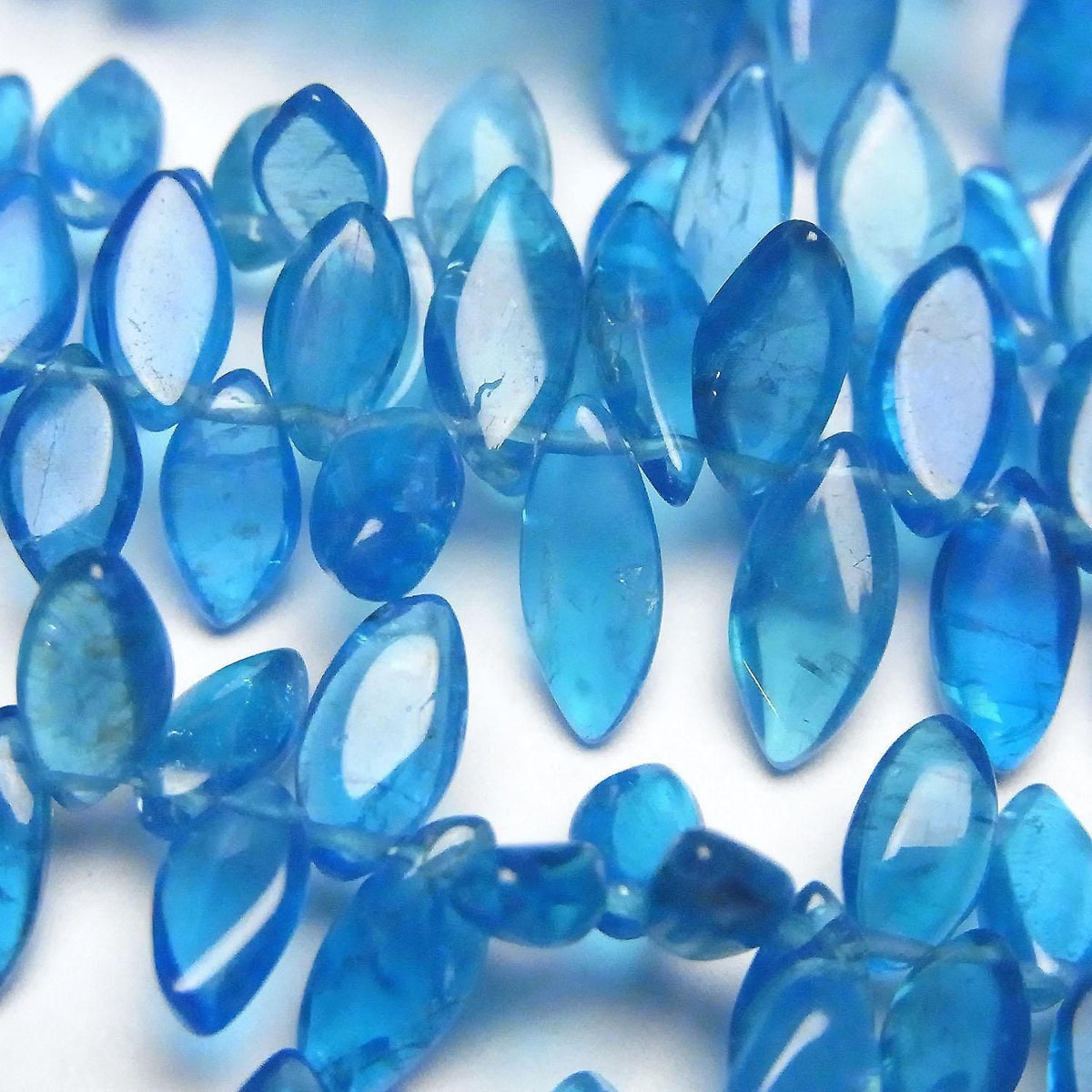 Neon blue Apatite AA++ Marquise (Smooth) half or 1strand beads (approx. 6 inches/16 cm)