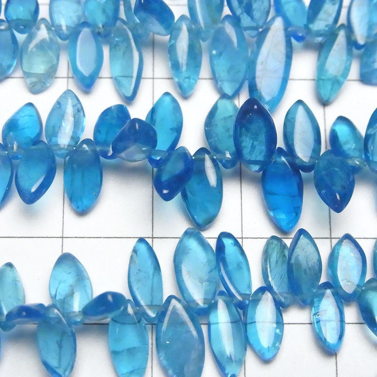 Neon blue Apatite AA++ Marquise (Smooth) half or 1strand beads (approx. 6 inches/16 cm)