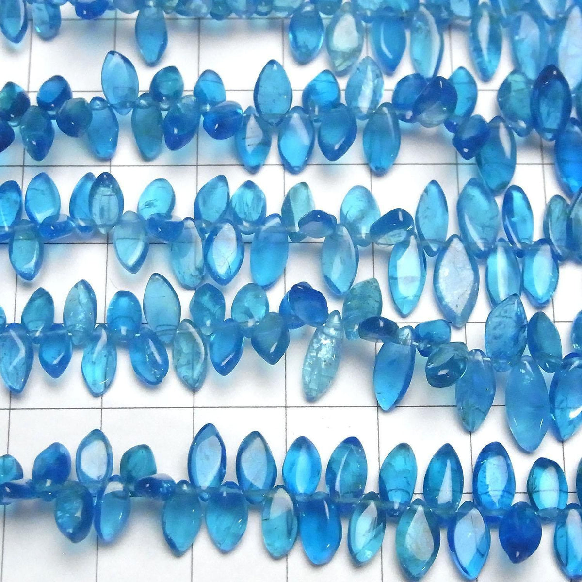 Neon blue Apatite AA++ Marquise (Smooth) half or 1strand beads (approx. 6 inches/16 cm)