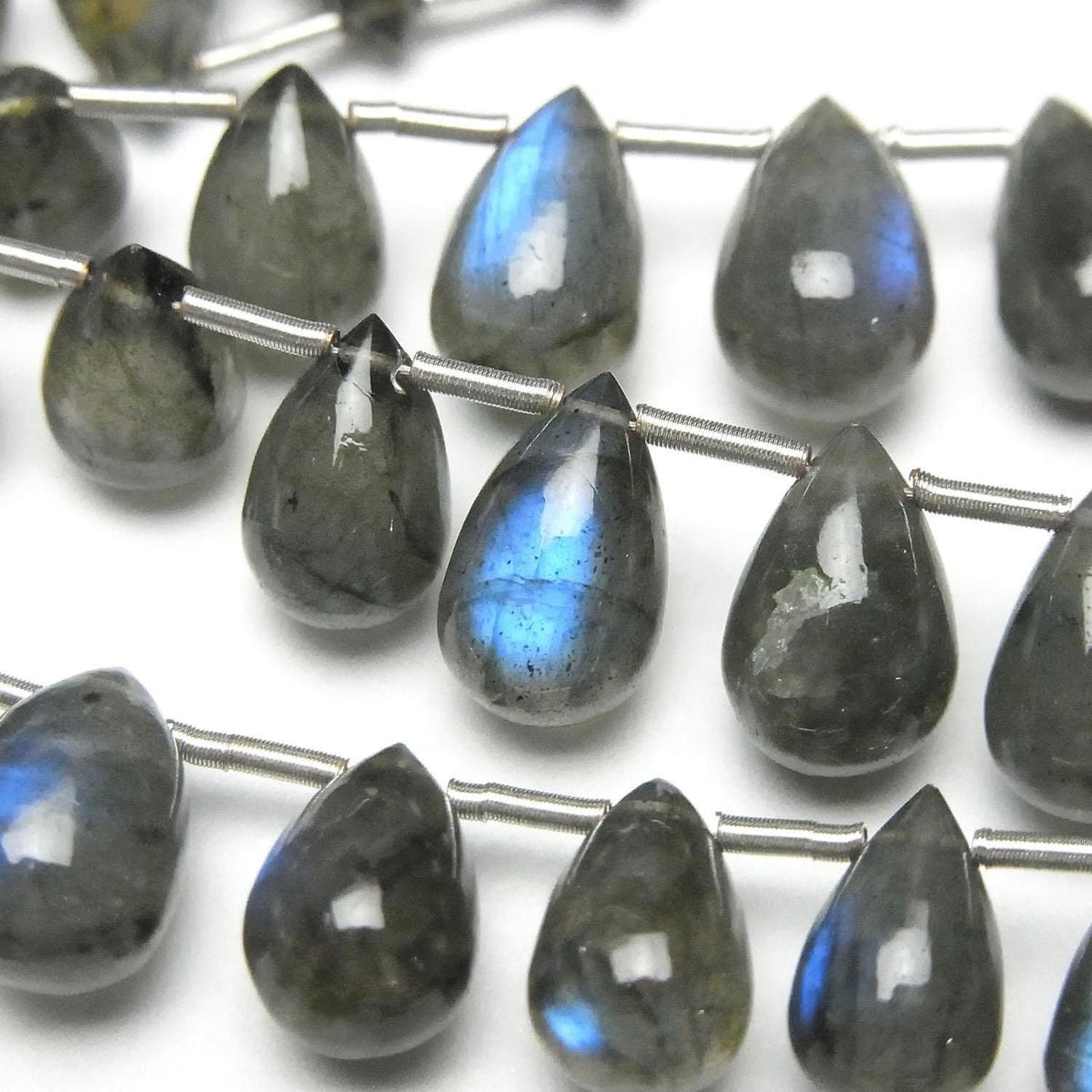 High Quality Blue Labradorite AAA- Drop (Smooth) half or 1strand beads (26pcs )
