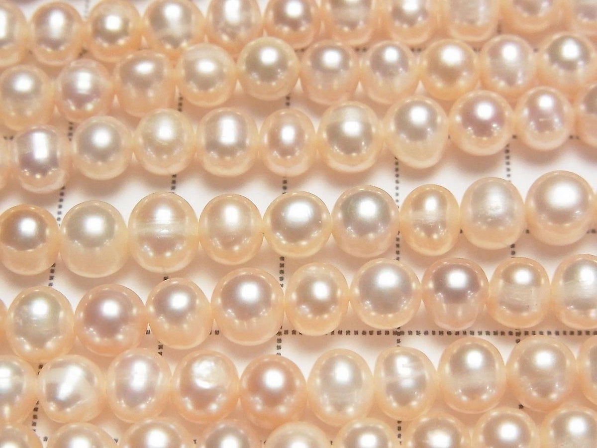 Fresh Water Pearl AA+ Potato 6-7mm Natural Color Orange Pink 1strand beads (approx. 14 inch/34 cm)