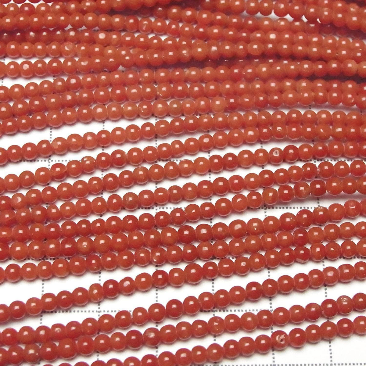 Sardinian genuine coral red round 3mm half or 1strand beads (approx. 17 inches/42 cm)