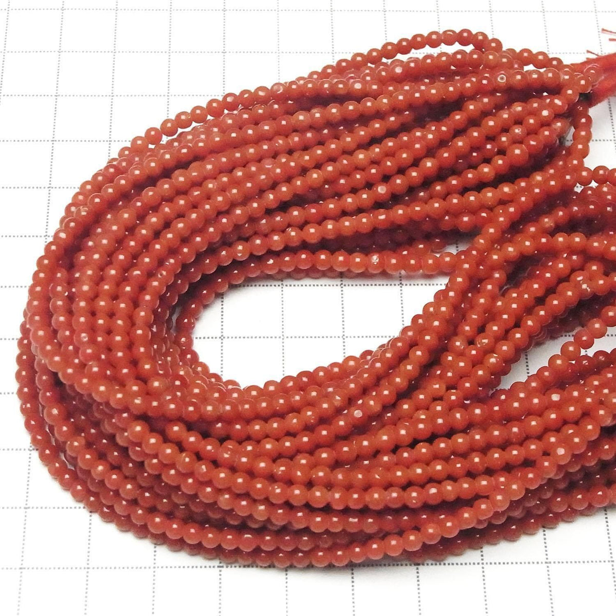 Sardinian genuine coral red round 3mm half or 1strand beads (approx. 17 inches/42 cm)