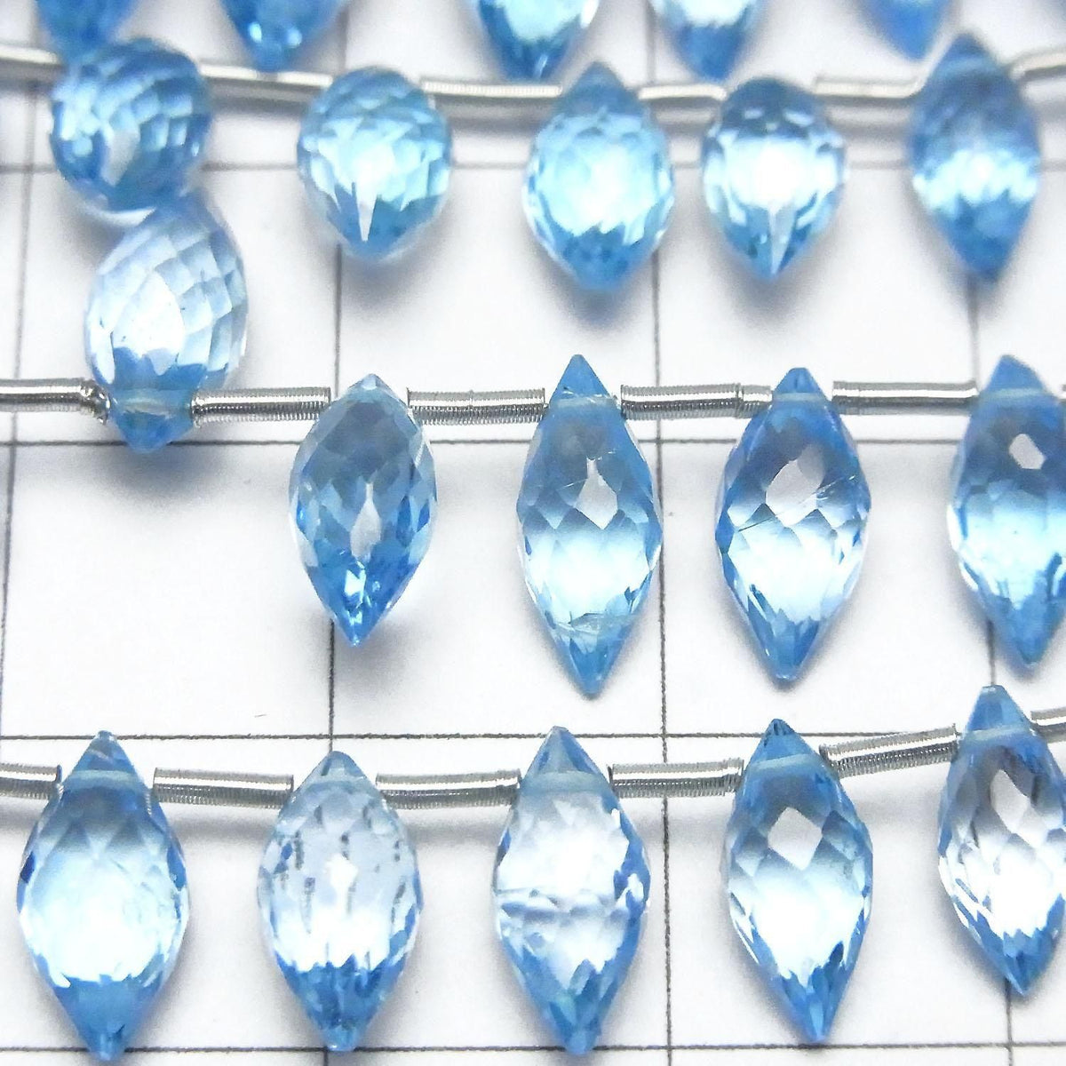 High Quality Swiss Blue Topaz AAA Marquise Rice Faceted Briolette Half or 1strand beads (approx. 5 inches/12 cm)