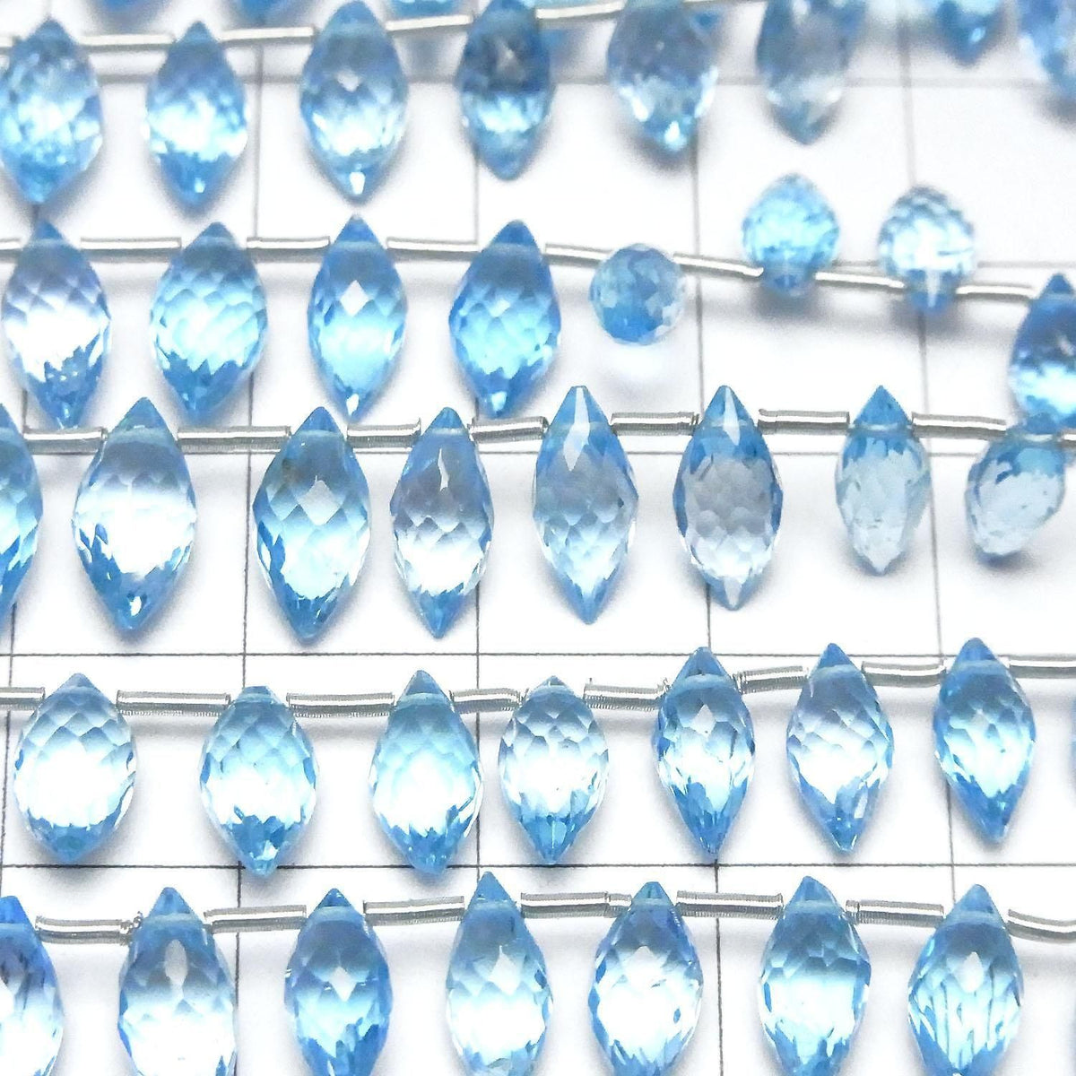 High Quality Swiss Blue Topaz AAA Marquise Rice Faceted Briolette Half or 1strand beads (approx. 5 inches/12 cm)