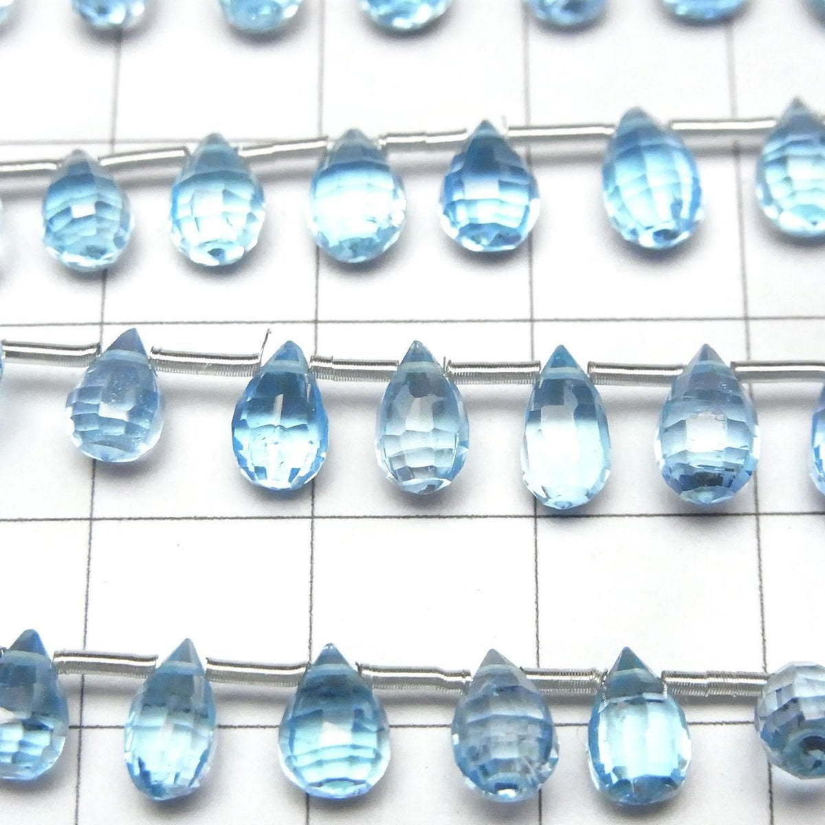 High Quality Swiss Blue Topaz AAA Faceted Drop Half or 1strand beads (approx. 5 inches/12 cm)
