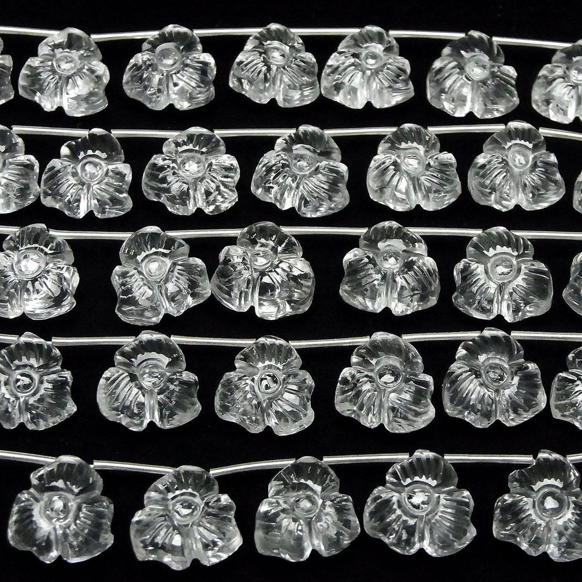 High Quality AAA Crystal Carved Flower Shape Half or 1strand beads (8pcs)