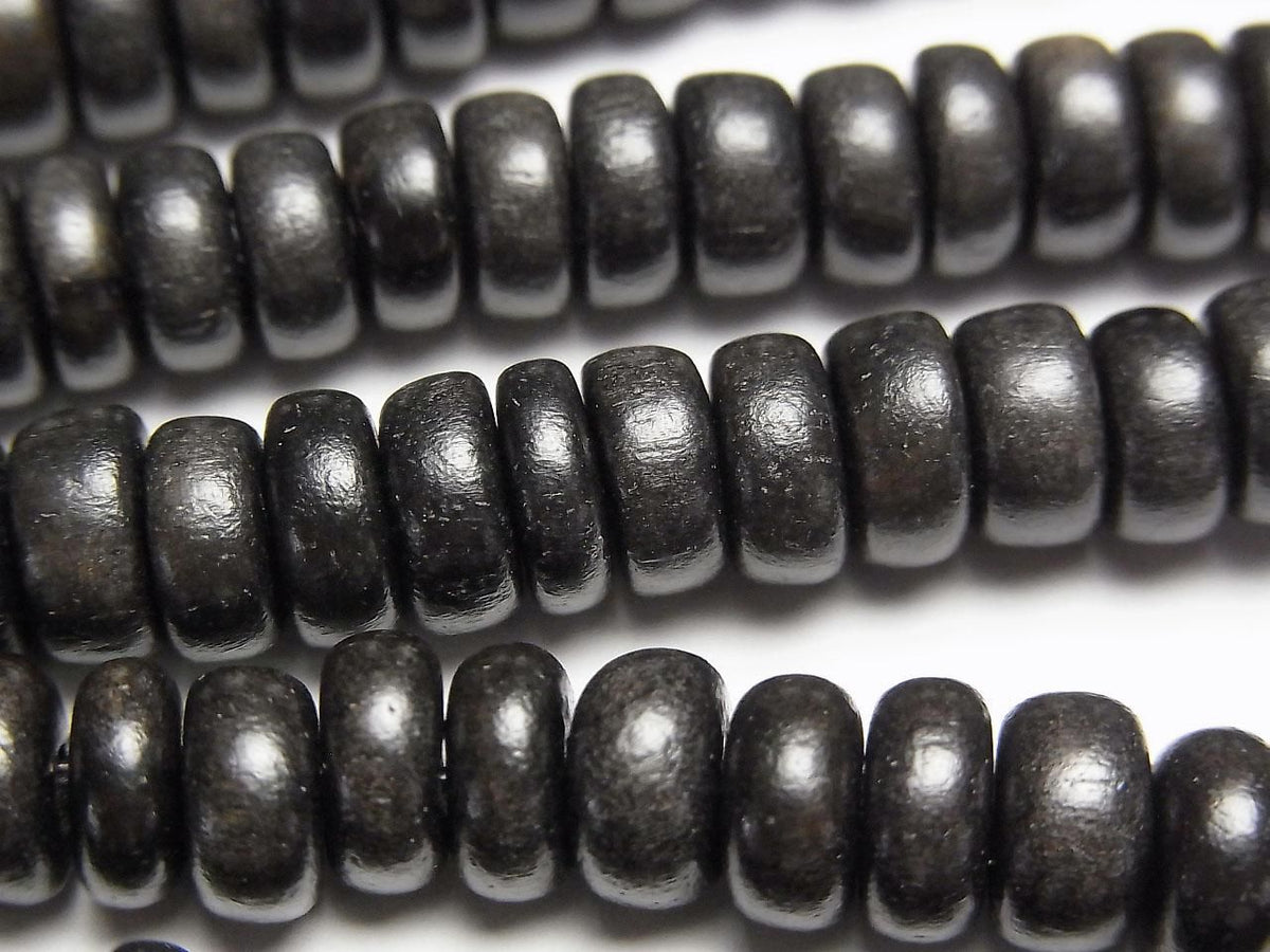 Ebony Wood Rondelle 8x8x3mm [Black] Half or 1strand beads (approx. 15 inches/38 cm)