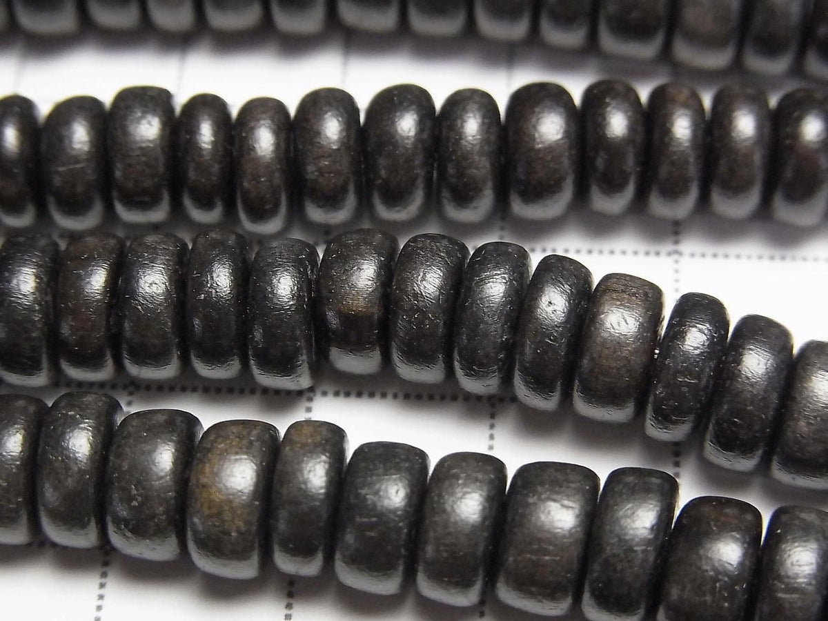 Ebony Wood Rondelle 8x8x3mm [Black] Half or 1strand beads (approx. 15 inches/38 cm)