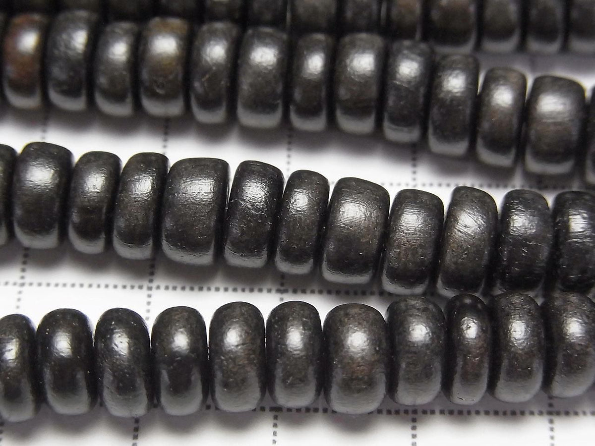 Ebony Wood Rondelle 8x8x3mm [Black] Half or 1strand beads (approx. 15 inches/38 cm)