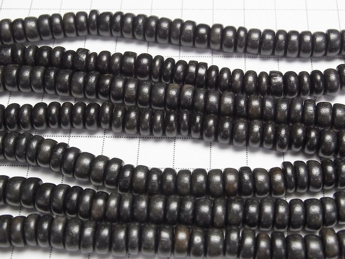 Ebony Wood Rondelle 8x8x3mm [Black] Half or 1strand beads (approx. 15 inches/38 cm)