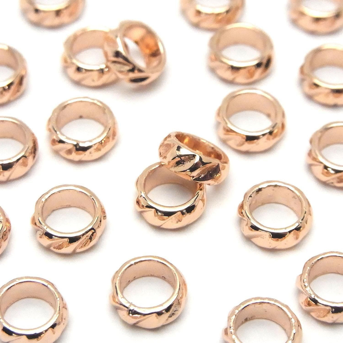 Metal parts Rondelle 8x8x3.5mm Pink Gold color 10pcs
