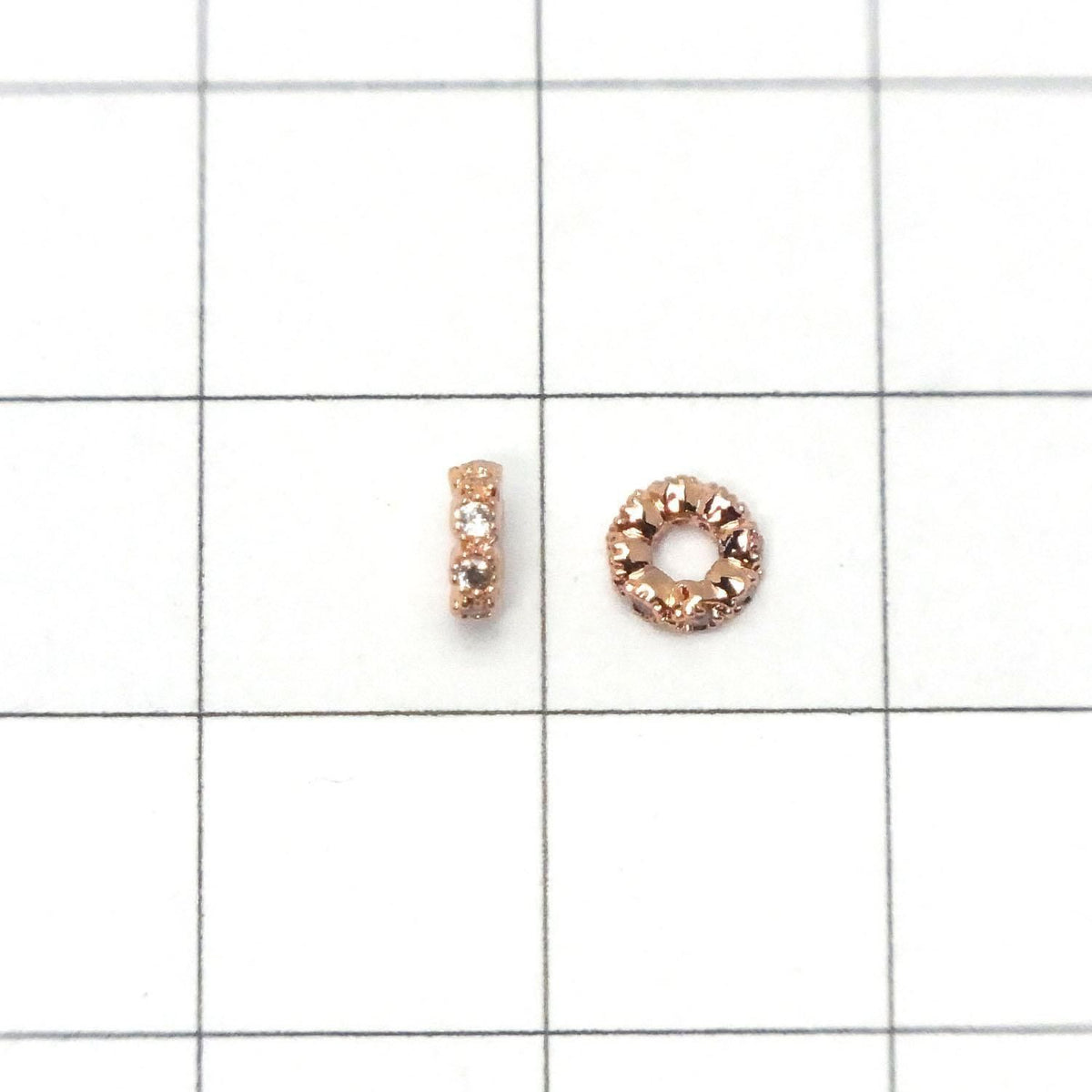 Metal parts Rondelle 4x4x1.5mm (with CZ) Pink Gold color 5pcs