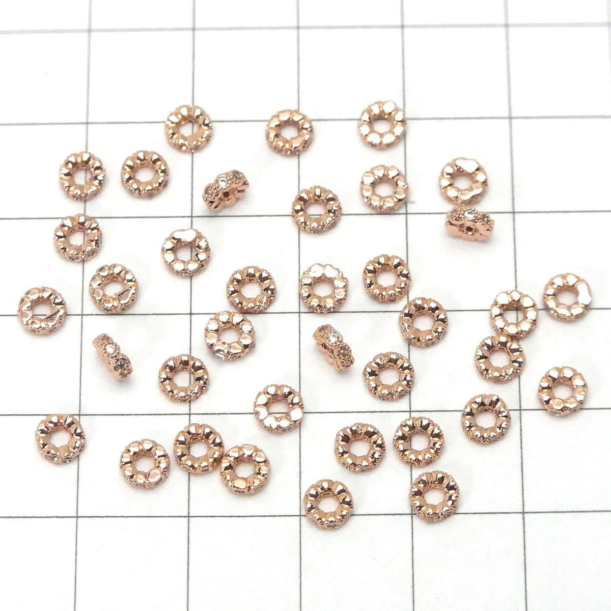 Metal parts Rondelle 4x4x1.5mm (with CZ) Pink Gold color 5pcs