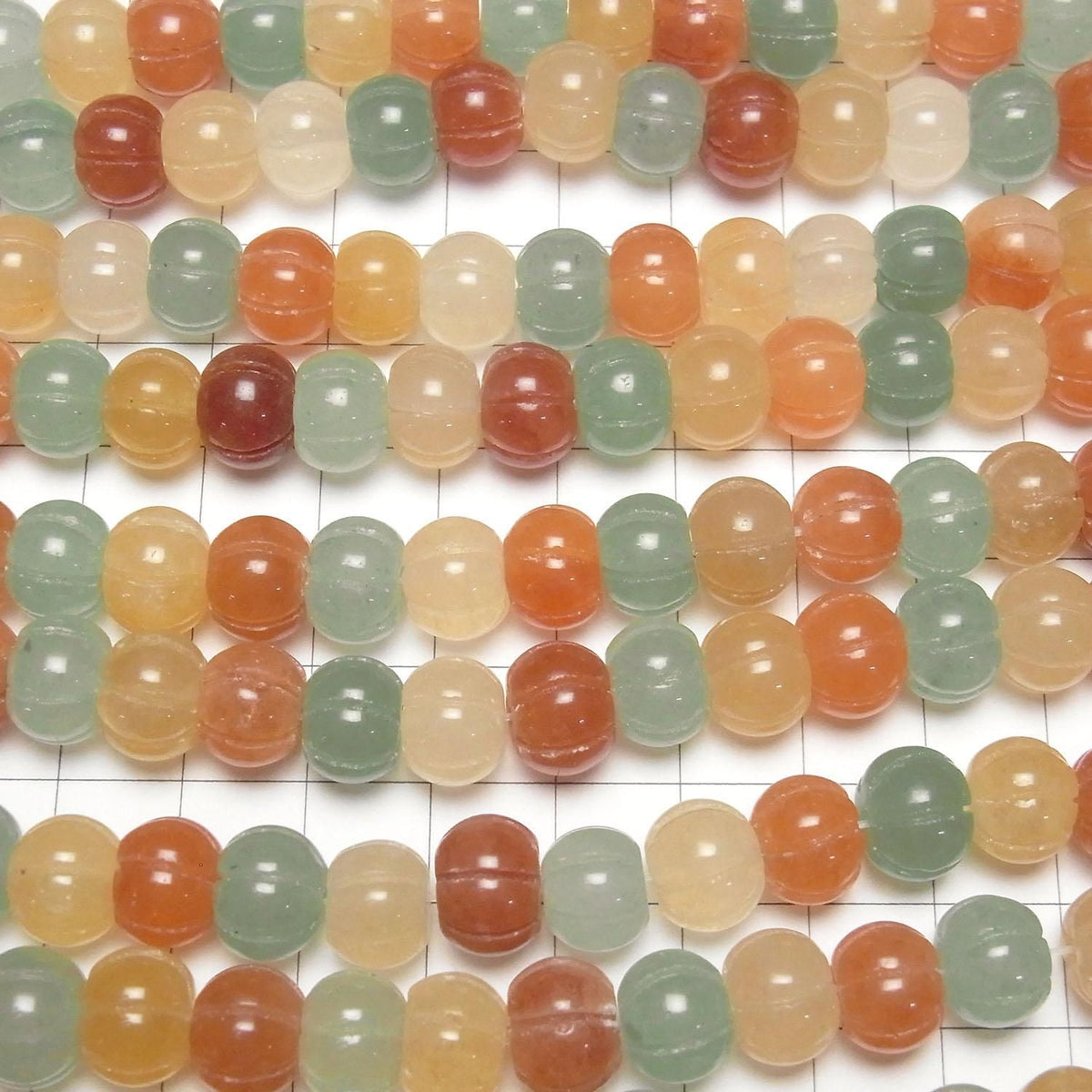 Mixed Stone Pumpkin Shape 10x10x8mm 1strand beads (aprx.15inch/38cm)