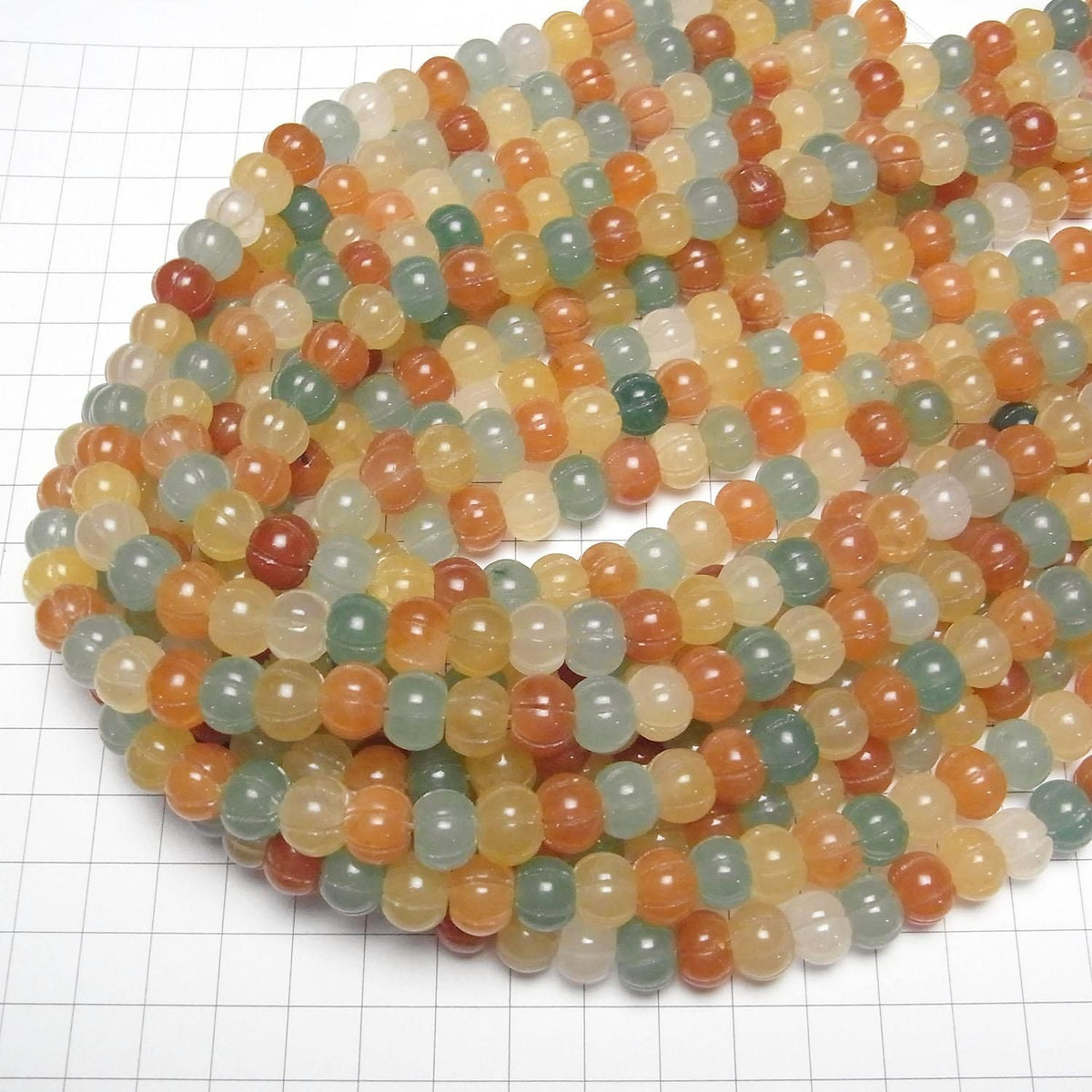 Mixed Stone Pumpkin Shape 10x10x8mm 1strand beads (aprx.15inch/38cm)