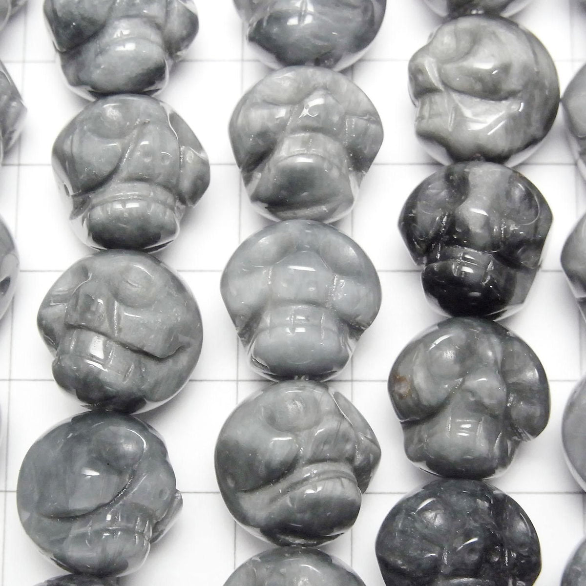Brazilian Eagle Eye AA++ Skull Vertical Hole 14mm 1/4 or 1strand beads (approx. 15 inches/37 cm)