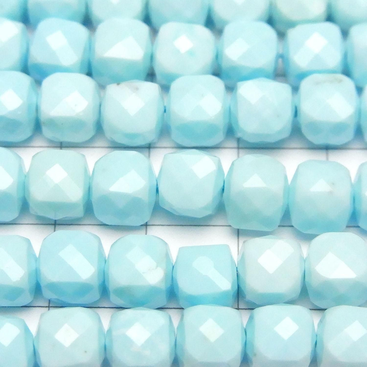 Magnesite Turquoise Light Blue Cube Shape 7x7x7mm 1strand beads (approx. 14inch/35cm) High Quality!