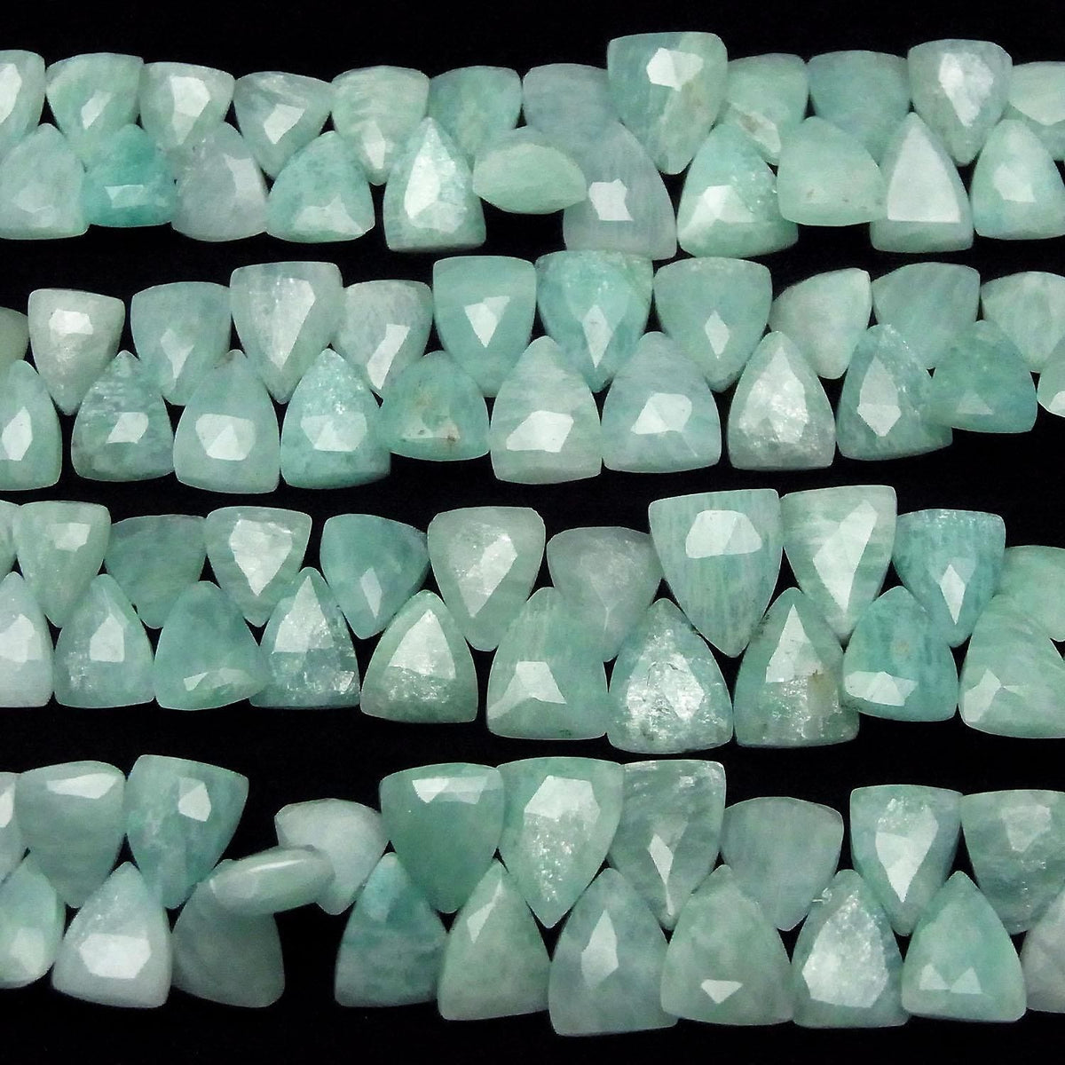 Amazonite AA++ Triangle Faceted Briolette half or 1strand beads (aprx.7inch/18cm)