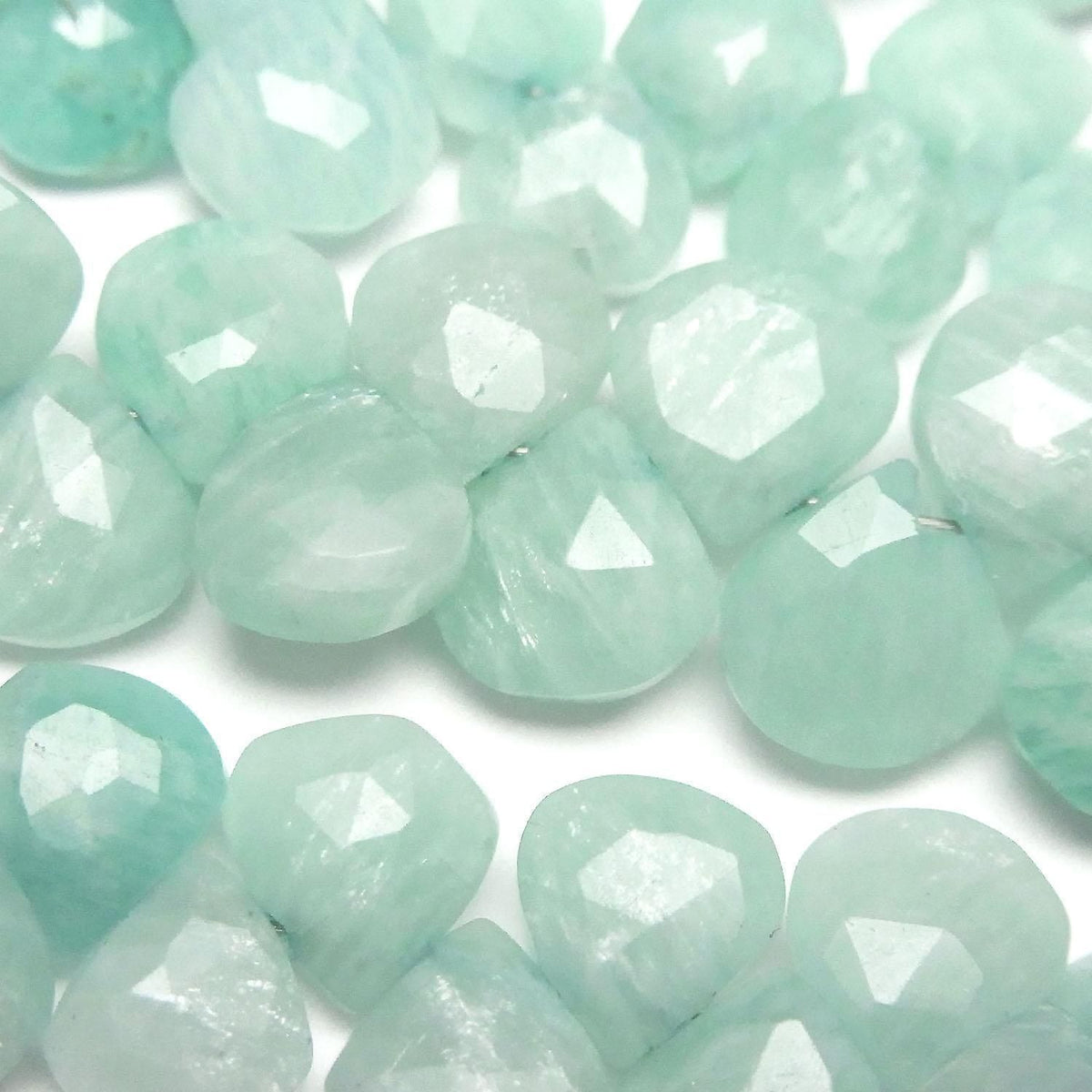 Amazonite AA++ Chestnut Faceted Briolette half or 1strand beads (aprx.7inch/17cm)