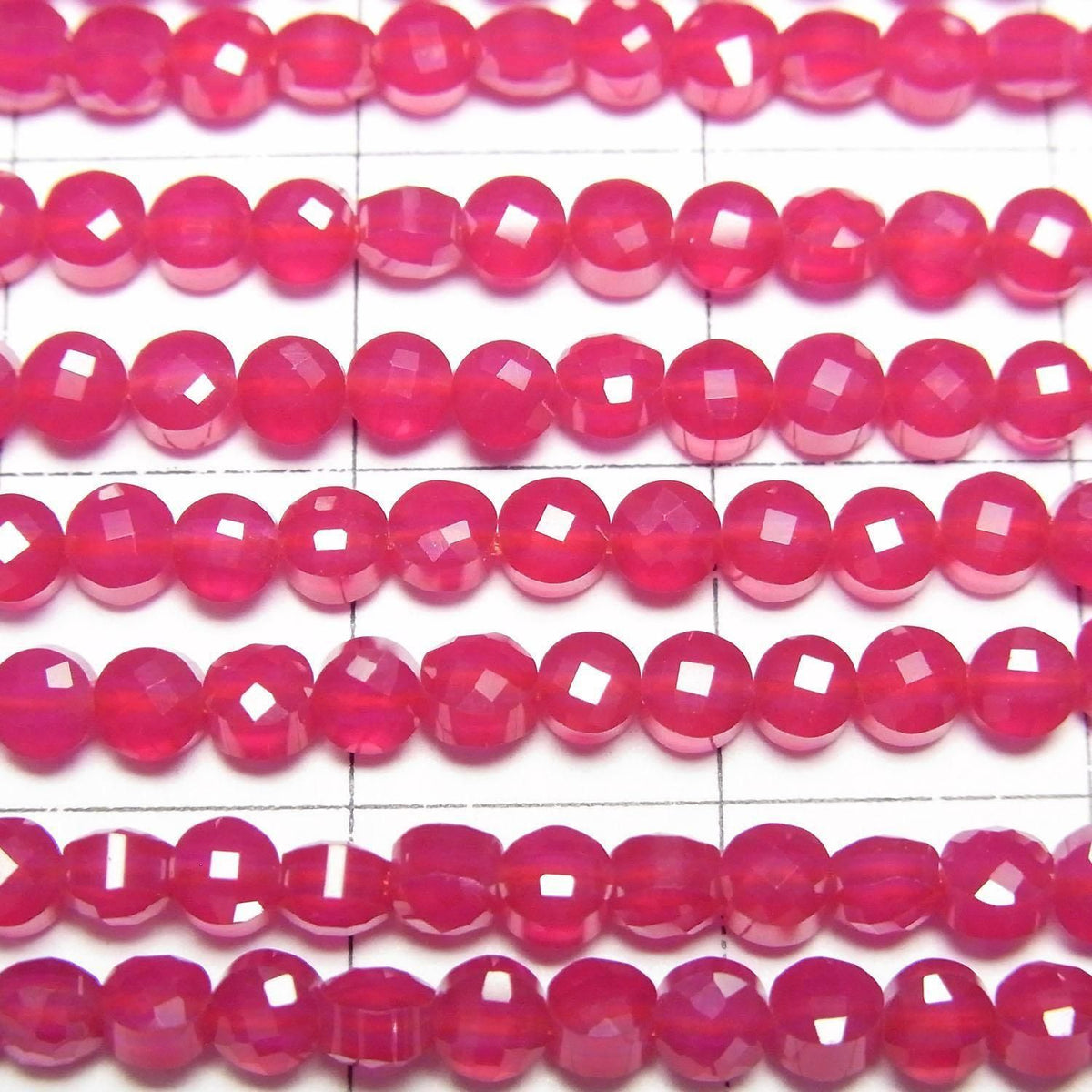 Synthetic Ruby AAA Faceted Coin 3x3x2.5mm half or 1strand beads (aprx.15inch/36cm)High Quality!