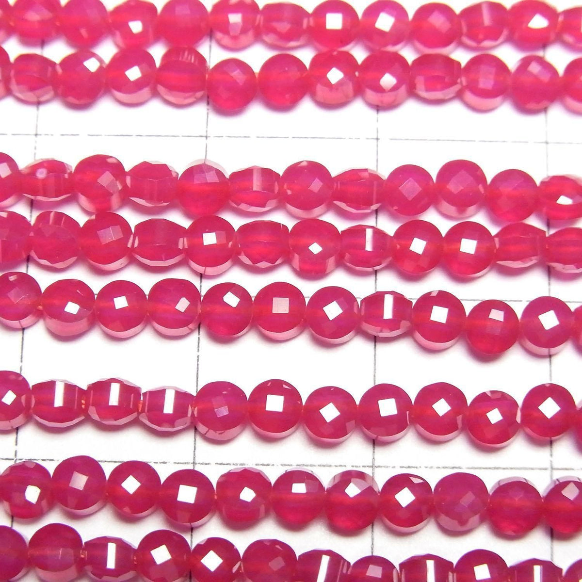 Synthetic Ruby AAA Faceted Coin 3x3x2.5mm half or 1strand beads (aprx.15inch/36cm)High Quality!
