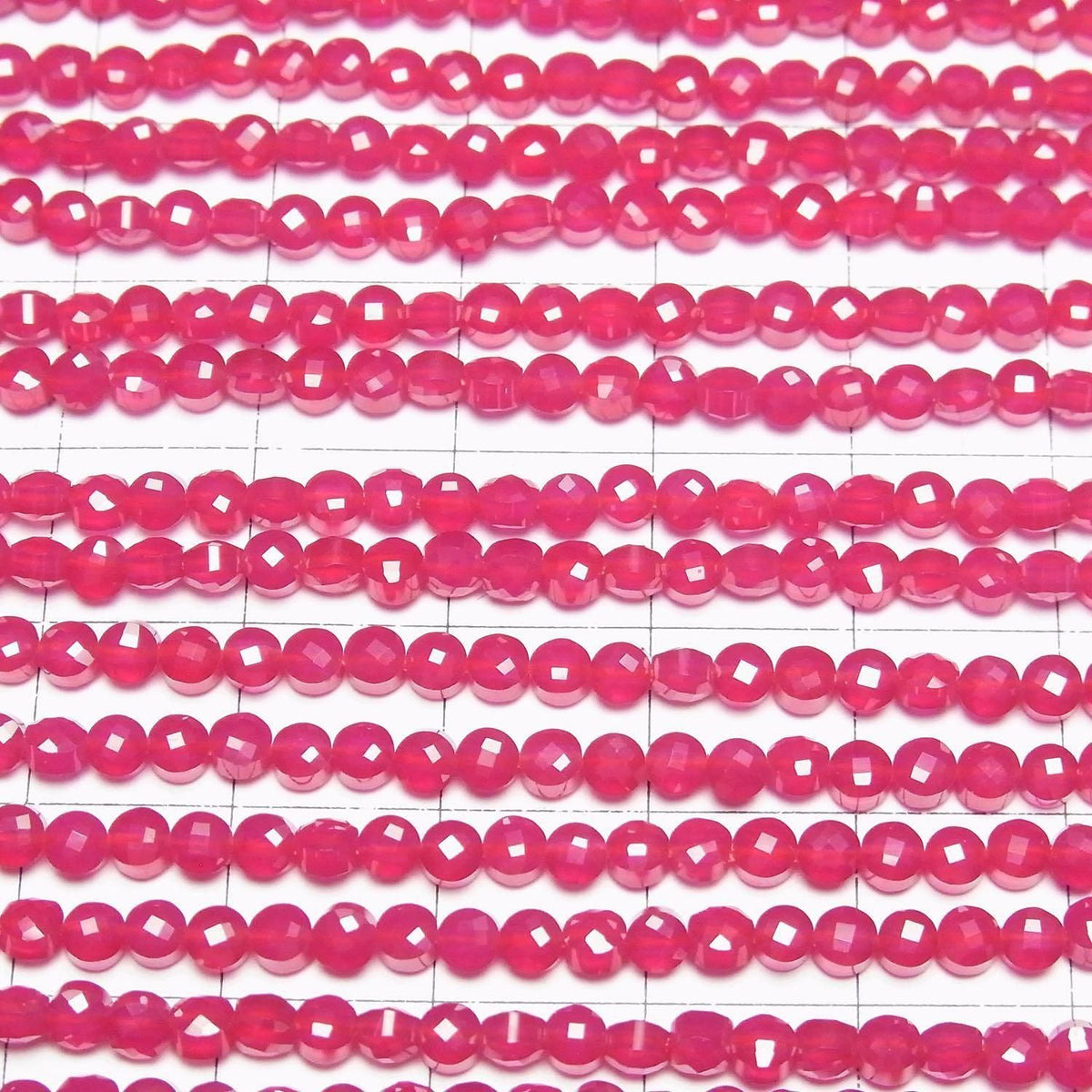 Synthetic Ruby AAA Faceted Coin 3x3x2.5mm half or 1strand beads (aprx.15inch/36cm)High Quality!