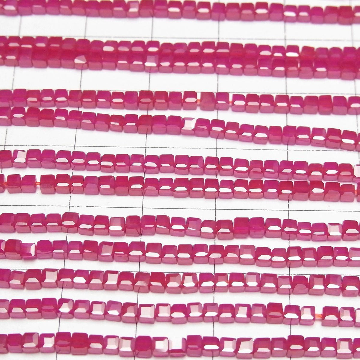 Synthetic Ruby AAA Cube Shape 2x2x2mm half or 1strand beads (aprx.15inch/36cm)High Quality!