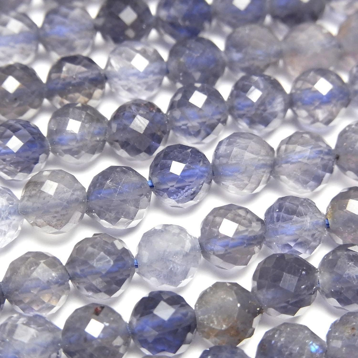 Iolite AAA- 64Faceted Round 5.5mm half or 1strand beads (aprx.15inch/36cm)High Quality!