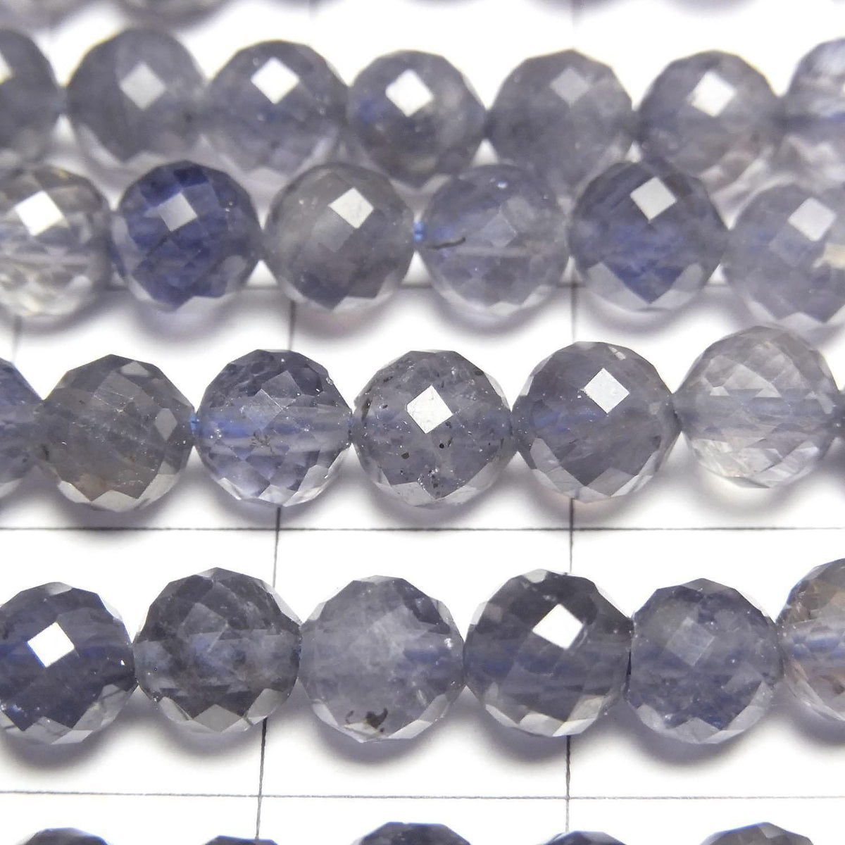 Iolite AAA- 64Faceted Round 5.5mm half or 1strand beads (aprx.15inch/36cm)High Quality!